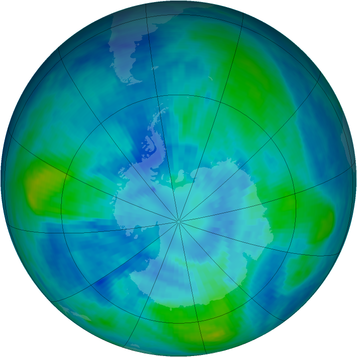 Antarctic ozone map for 28 March 1991